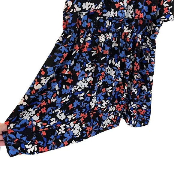ELLE Floral Ruffled Dress XL Adjustable Spaghetti Straps Knee Length Flowy Thin - Picture 5 of 7